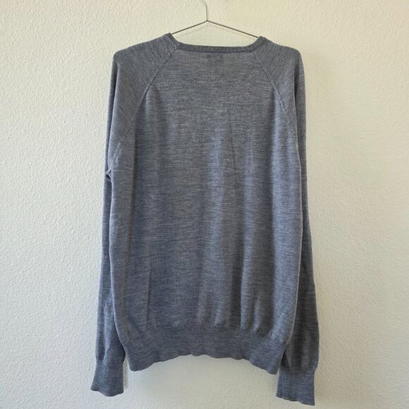J Crew Gray Merino Wool Sweater Unisex Large L Long Sleeve Lightweight Crewneck - Picture 7 of 12